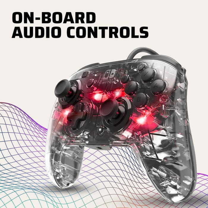 PDP Afterglow Deluxe+ Manette filaire avec éclairage LED - Transparent