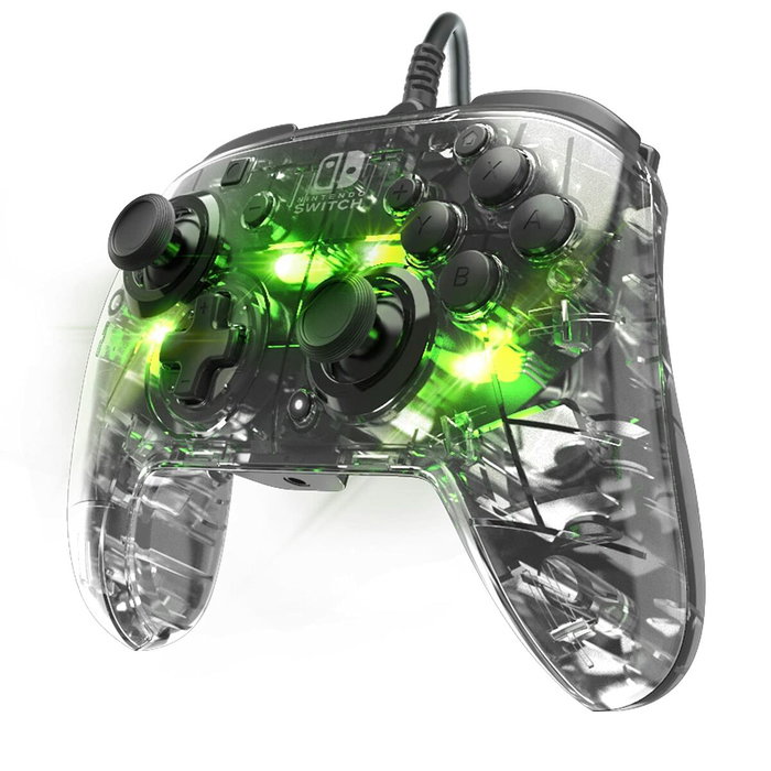 PDP Afterglow Deluxe+ Manette filaire avec éclairage LED - Transparent