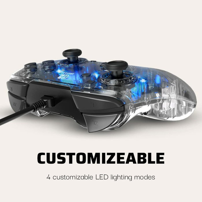 PDP Afterglow Deluxe+ Manette filaire avec éclairage LED - Transparent