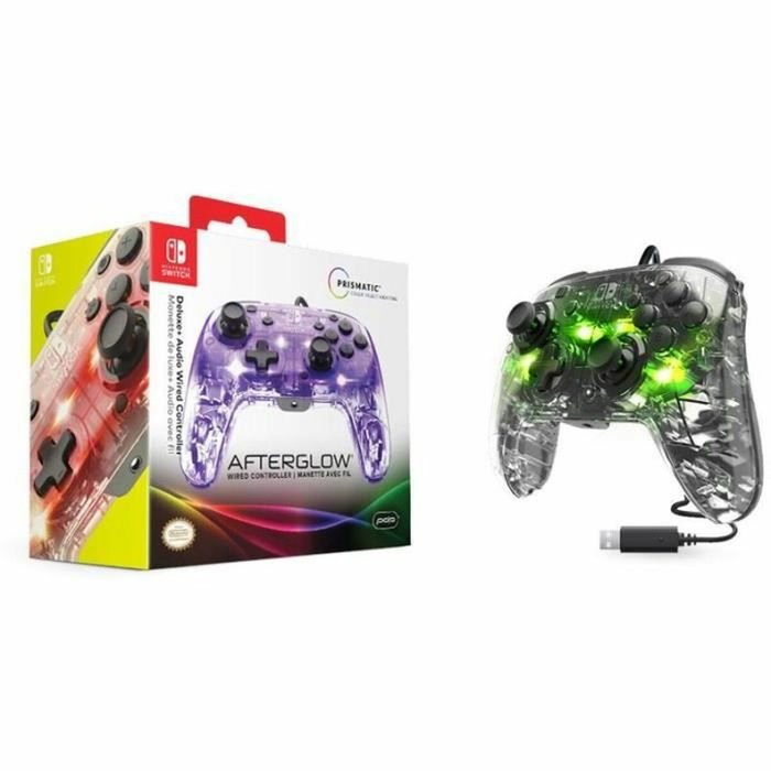 PDP Afterglow Deluxe+ Manette filaire avec éclairage LED - Transparent