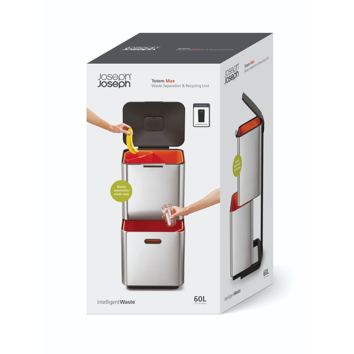 Joseph Joseph Totem Max Poubelle de tri et recyclage 60 L - Noir