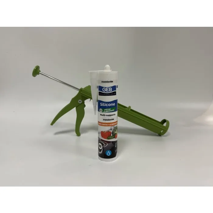 Geb - Mastic silicone alimentaire translucide pour joints sanitaires et cuisine - 310 ml - Résistant -40°C à +180°C
