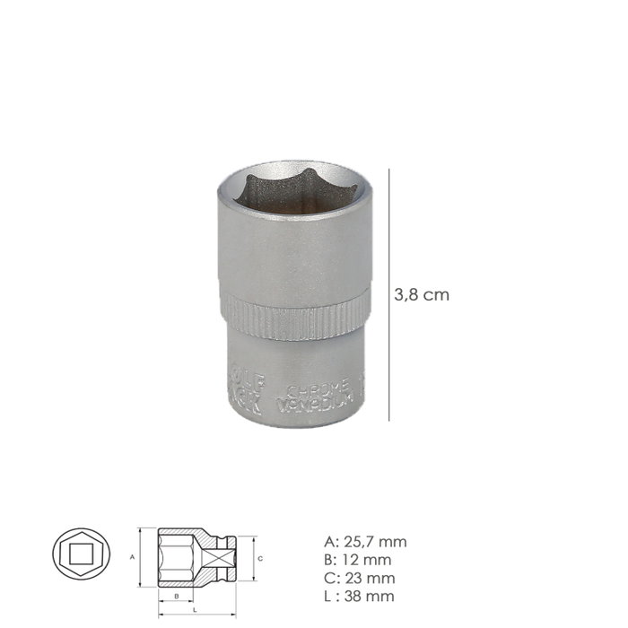 WOLFPACK LINEA PROFESIONAL Clé à douille hexagonale 1/2'' 18 mm