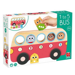 Goula Jeu 1 to 5 Bus - Jeu éducatif en bois avec 5 animaux à placer dans l'autobus - Jouet pour enfants à partir de 18 mois