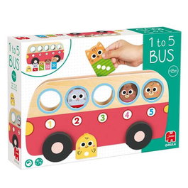 Goula 1 To 5 Bus 1110100757 Jouet éducatif en bois pour apprendre à compter de 1 à 5, avec bus et 5 animaux, à partir de 18 mois