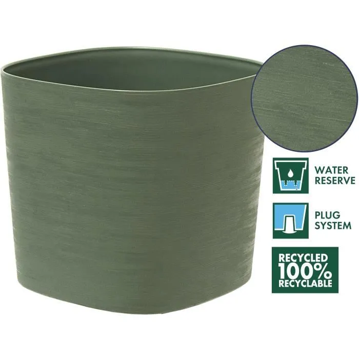 Garden ID Respect - Pot avec réserve d'eau Vert de gris 25 x 25 cm - Surface structurée - 100% déchets ménagers recyclable