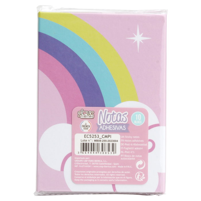 Jeux 2 momes Set de 10 blocs de notes adhésives Licorne Jeux 2 momes Set de 10 blocs de notes adhésives Licorne