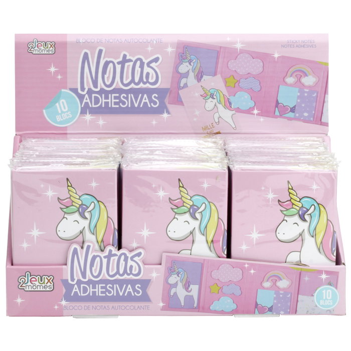 Jeux 2 momes Set de 10 blocs de notes adhésives Licorne Jeux 2 momes Set de 10 blocs de notes adhésives Licorne