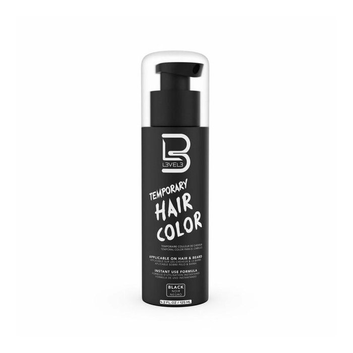 L3Vel3 Colorant Capillaire et Barbier Noir Temporaire Prêt à l'Emploi - Couvre Cheveux Blancs/Gris 125 mL L3Vel3 Colorant Capillaire et Barbier Noir Temporaire Prêt à l'Emploi - Couvre Cheveux Blancs/Gris 125 mL
