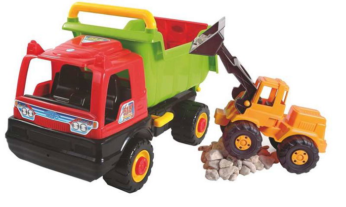 AVC - Camion Benne avec Excavatrice - Jouet Enfants 3 ans - Dimensions 68x45x32 cm