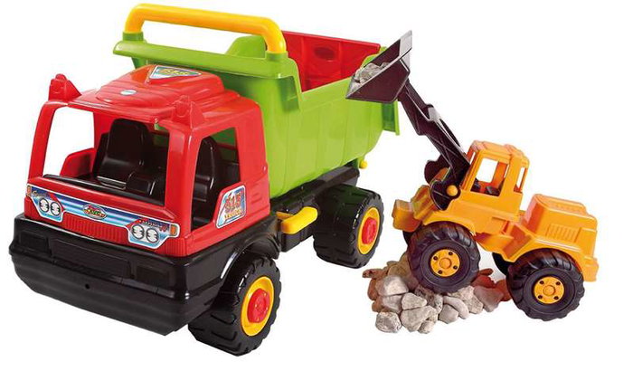 AVC - Camion Benne avec Excavatrice - Jouet Enfants 3 ans - Dimensions 68x45x32 cm