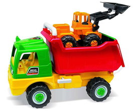 AVC - Camion Benne avec Excavatrice - Jouet Enfants 3 ans - Dimensions 68x45x32 cm