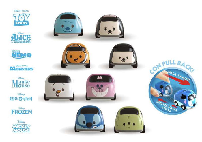 Bandai - Véhicules de Collection Mini Cutes Cars Disney, Série de Modèles Assortis, Dimensions 20x30x10 cm