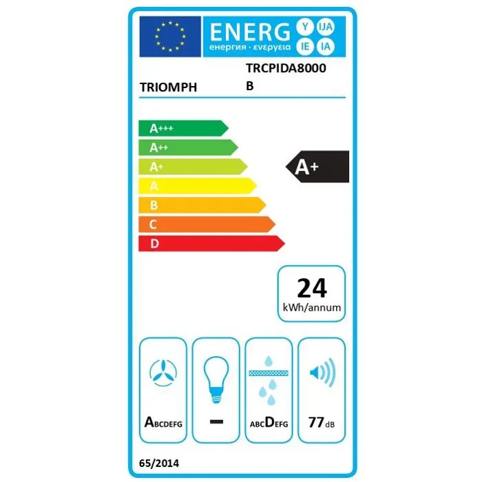 Triomph TRCPIDA8000B - Plaque induction avec hotte intégrée - 80 cm - 4 foyers