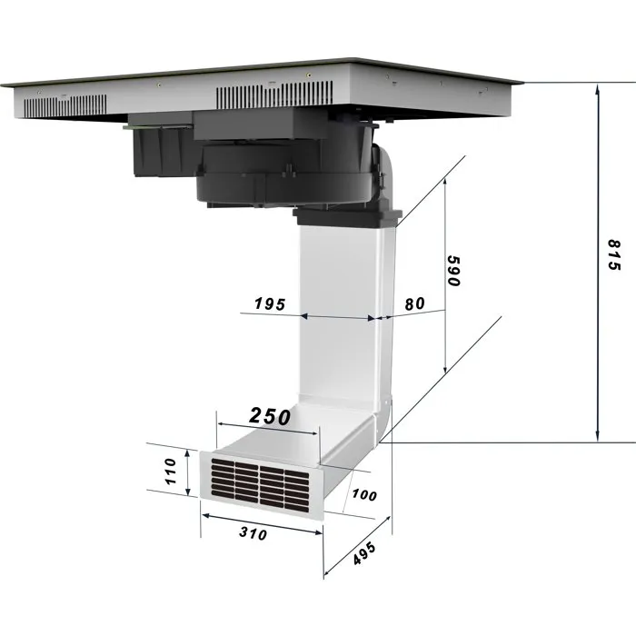 Triomph TRCPIDA8000B - Plaque induction avec hotte intégrée - 80 cm - 4 foyers