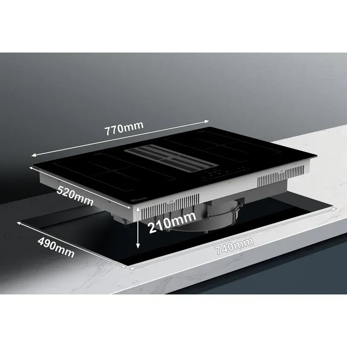 Triomph TRCPIDA8000B - Plaque induction avec hotte intégrée - 80 cm - 4 foyers