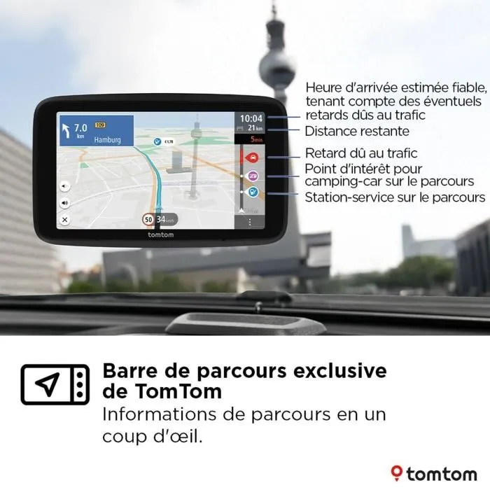 TomTom GO Camper Tour 2ème génération - GPS pour camping-car, caravane et voiture - Écran 6" - Calcul d'itinéraire adapté
