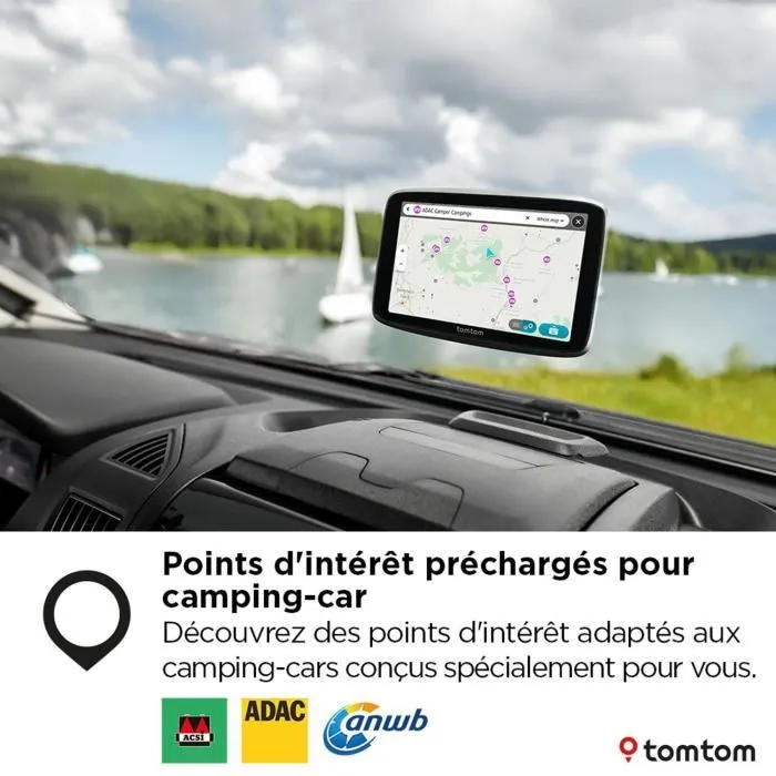 TomTom GO Camper Tour 2ème génération - GPS pour camping-car, caravane et voiture - Écran 6" - Calcul d'itinéraire adapté