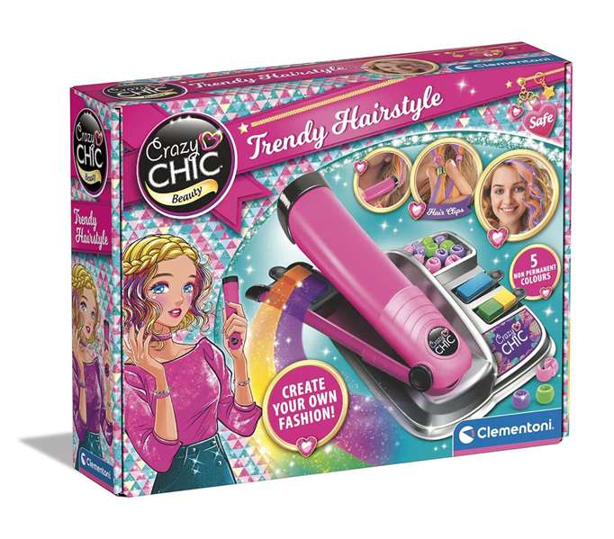 Clementoni Juego de Peluqueria Fashion Crazy Chic - Jeu de Coiffure avec Fer à Lisser - Recommandé 6 ans - Dimensions 28.5x22.5x6cm Clementoni Juego de Peluqueria Fashion Crazy Chic - Jeu de Coiffure avec Fer à Lisser - Recommandé 6 ans - Dimensions 28.5x22.5x6cm