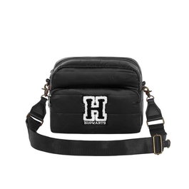 Ibiscuit - Sac bandoulière Harry Potter en nylon avec compartiment principal et poche avant, intérieur polyester, sangle ajustable 125 cm, noir