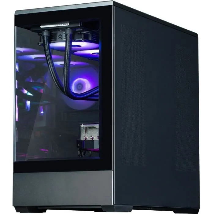 Zalman P30 Noir - Boîtier PC Mini Tour sans Alimentation Micro-ATX/Mini-ITX, avec 3 Ventilateurs ARGB 120mm, 2 Paniers en Verre Trempé, USB-C, USB 3.0 et Connecteur HD Audio