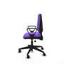 Chaise Elche Asynchrone Tissu Violet Base pyramidale noire Accoudoirs fixes Sans appui-tête Roulettes 65mm nylon