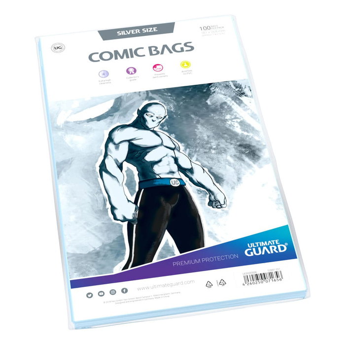 Ultimate Guard Comic Bags Standard (100) - Silver Size Ultimate Guard Comic Bags Standard (100) - Silver Size