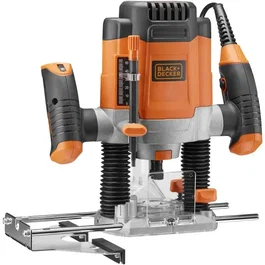 Black + Decker KW1200E-QS Défonceuse filaire 1200W - Réglage micrométrique, vitesse variable, système extraction poussière, 7 accessoires inclus