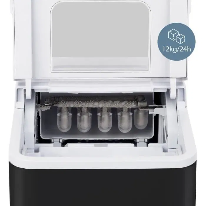 Weasy KW12 - Machine à glaçons avec production jusqu'à 12 kg/jour, réservoir 2.2 L, bac amovible, noir