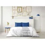 Home Passion Parure de couette microfibre AMBROISIE - Housse de couette 220 x 240 cm + 2 taies d'oreiller 63 x 63 cm - Bleu