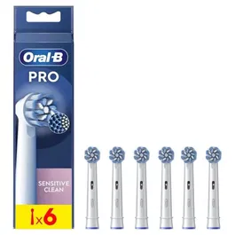 Oral-B Brossette Sensitive Clean - Pack de 6 - Pour Brosses à Dents Électriques - Filaments Ultra Doux pour Gencives Sensibles