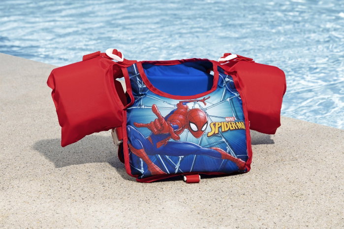 Bestway 98795 Gilet de natation avec brassards Spiderman 56 cm 3-6 ans (19-30 kg) Piscine Plage