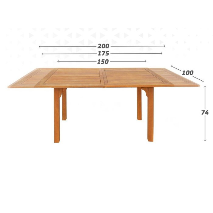 Table extensible Aktive Bois d'acacia 200 x 74 x 100 cm