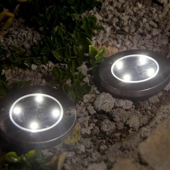 Lumisky Lot de 8 spots solaires ronds DECKY blanc froid Ø12 cm