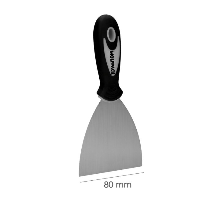WOLFPACK LINEA PROFESIONAL Spatule en acier inoxydable 80 mm, manche en caoutchouc