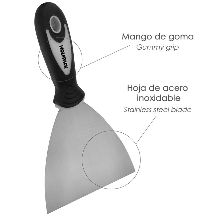 WOLFPACK LINEA PROFESIONAL Spatule en acier inoxydable 80 mm, manche en caoutchouc