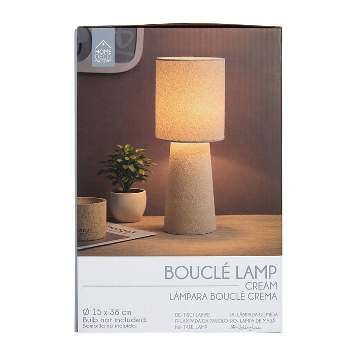 Home Deco Factory Lampe Bouclé Crème H.38 cm