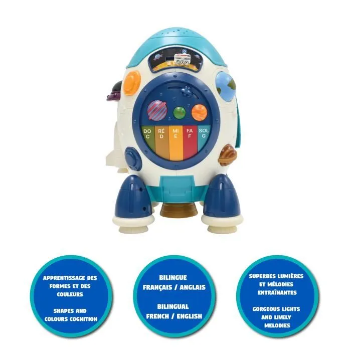Lexibook Ma fusée avec projecteur d'étoiles - Jouet éducatif astronomie avec effets lumineux, quiz et musiques pour enfants à partir de 3 ans Lexibook Ma fusée avec projecteur d'étoiles - Jouet éducatif astronomie avec effets lumineux, quiz et musiques pour enfants à partir de 3 ans