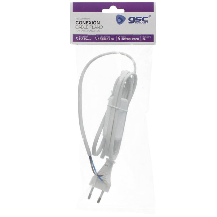 GSC Evolution Câble de connexion plat avec interrupteur 2x0.75mm 1,5M Blanco GSC Evolution Câble de connexion plat avec interrupteur 2x0.75mm 1,5M Blanco