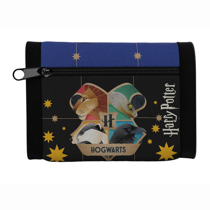 CYP BRANDS Portefeuille avec porte-clés en caoutchouc Harry Potter - Plusieurs compartiments pour pièces, billets et documents, poche à fermeture éclair