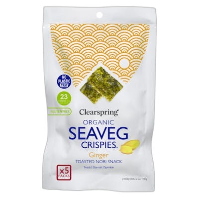 Clearspring Snack d'Algues Nori au Gingembre Pack de 5 Unités Bio Clearspring Snack d'Algues Nori au Gingembre Pack de 5 Unités Bio