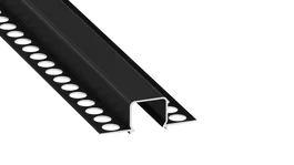 KIMERA MOSSO Profilé Aluminium Noir Anodisé avec Diffuseur Opal, Tapons et Clips de Fixation 2,02M