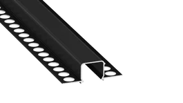 KIMERA MOSSO Profilé Aluminium Noir Anodisé avec Diffuseur Opal, Tapons et Clips de Fixation 2,02M