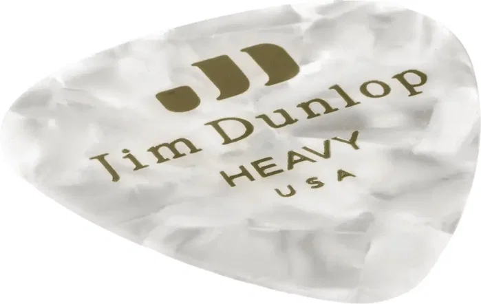 DUNLOP Pack de 12 médiators Genuine Celluloid blanc perlé - Heavy