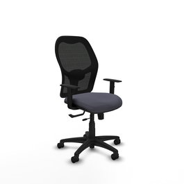 Chaise Alocén Synchrone/Traslack tissu Gris foncé Maille Noir Structure polyamide noire Accoudoir 1D Sans appui-tête Roulettes en nylon 50 mm