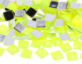 Innspiro Gemas acryliques carrées jaune fluor 12x12 mm, 500 unités