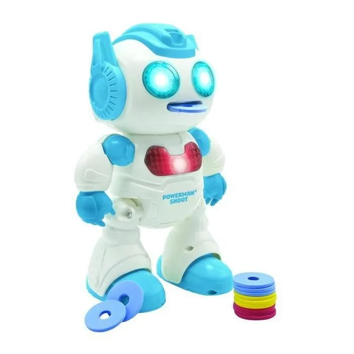 Lexibook Powerman Shoot Robot Programmable Télédirigé avec Danse, Musique et Lancement de Disques en Mousse