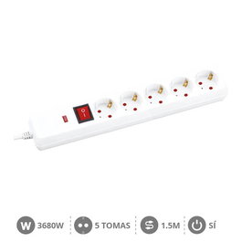 GSC Evolution Multiprise 5 prises avec protection, 1,5m, Blanc
