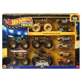 Hot Wheels Pack Trophee Des Champions 10 véhicules - Collection Monster Truck 50e anniversaire - Échelle 1/64 - Jouet pour enfant 3 ans et plus