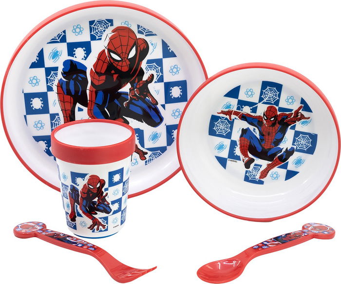 Licensing Ensemble Premium Bicolor Antidérapant 5 Pièces Spiderman CZ11308 Vaisselle Enfant 4+ Ans